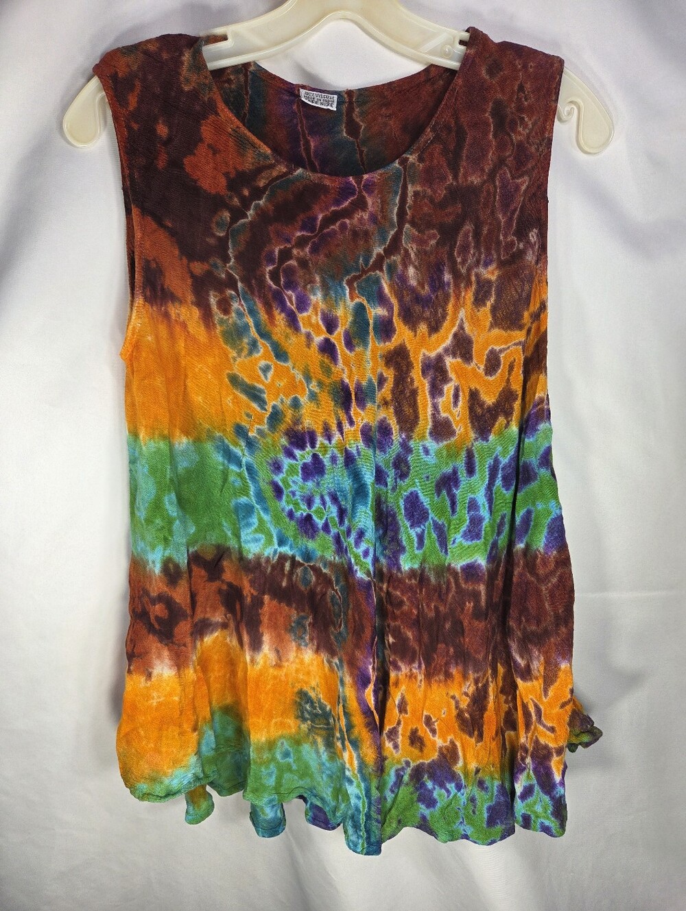 Designer Tie Dye Sleeveless Flowy Top Free Size One Size